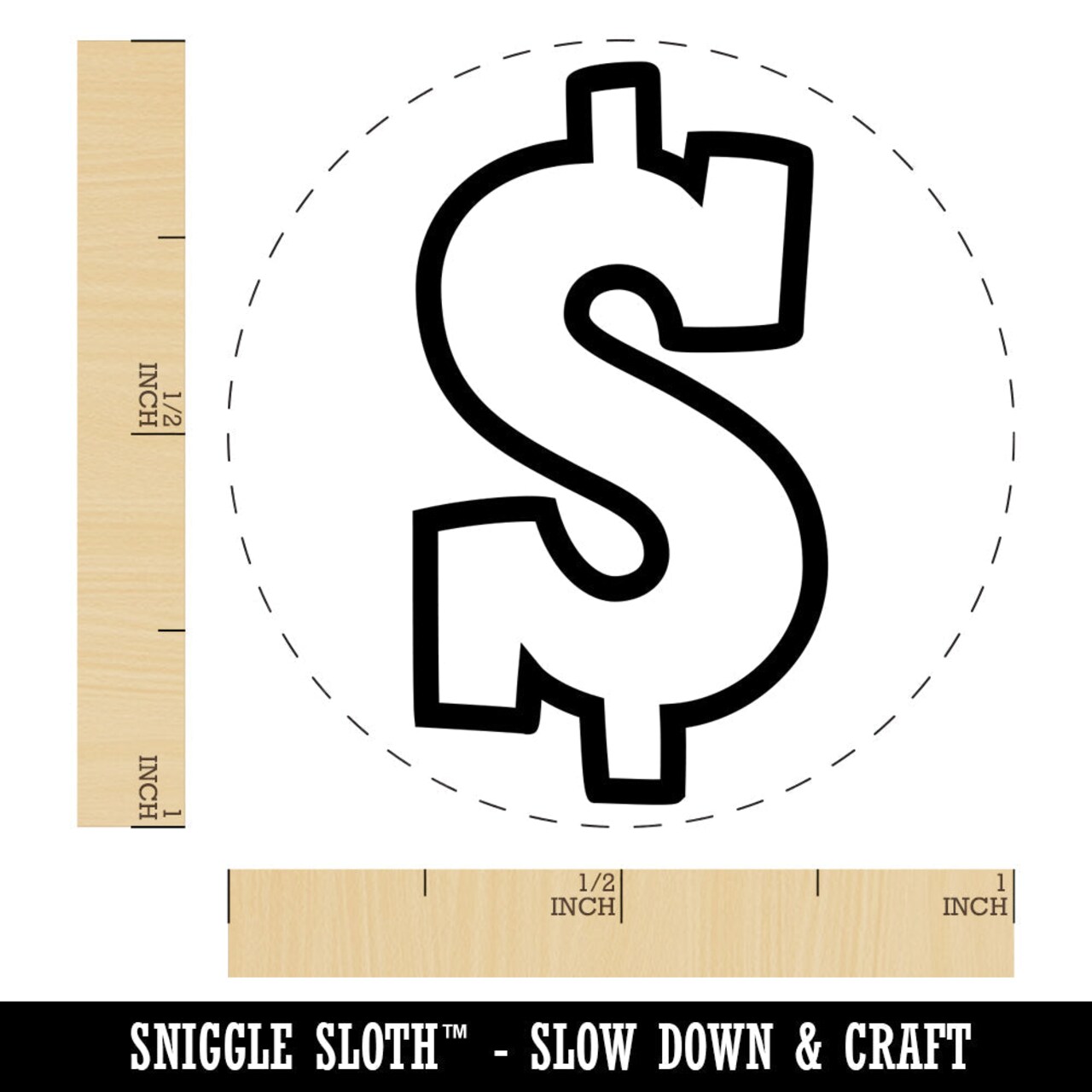 Dollar Sign Money Symbol Outline Rubber Stamp for Stamping Crafting Planners